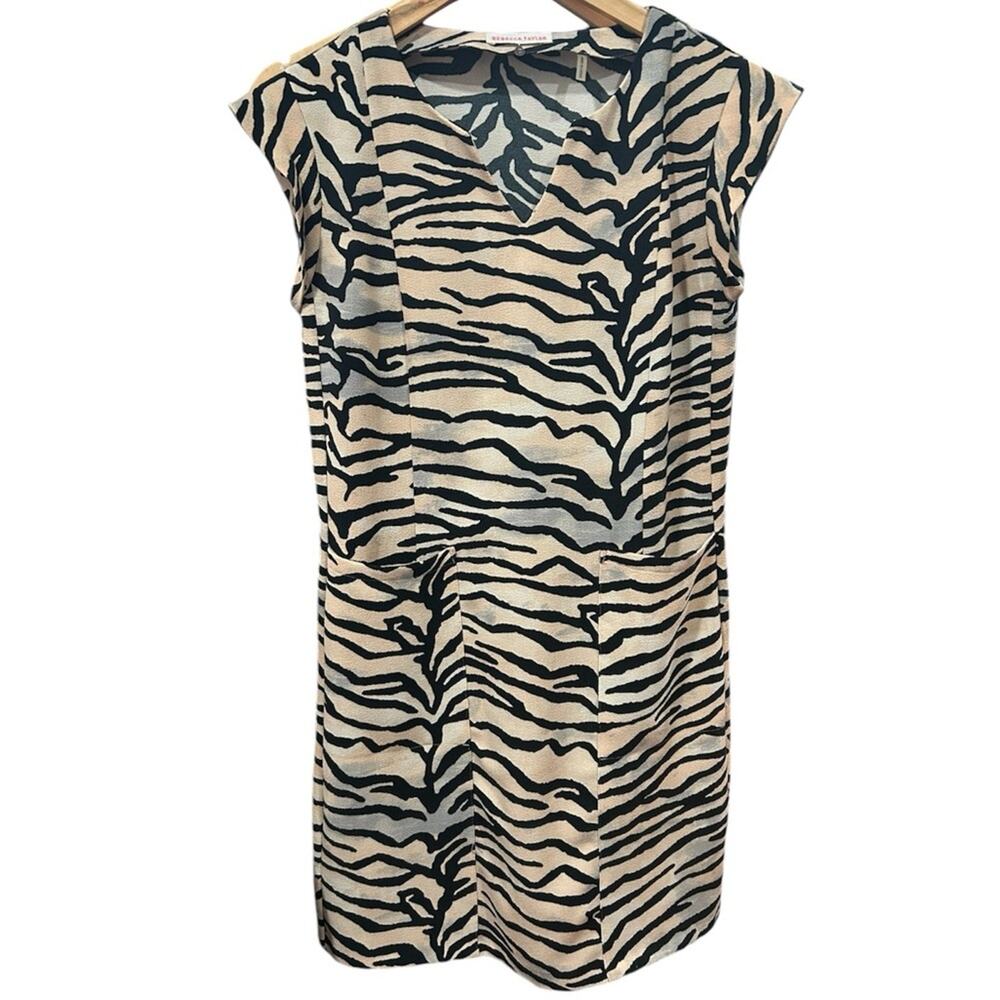 Rebacca Taylor Tiger Print Shift Dress Womens Size 2